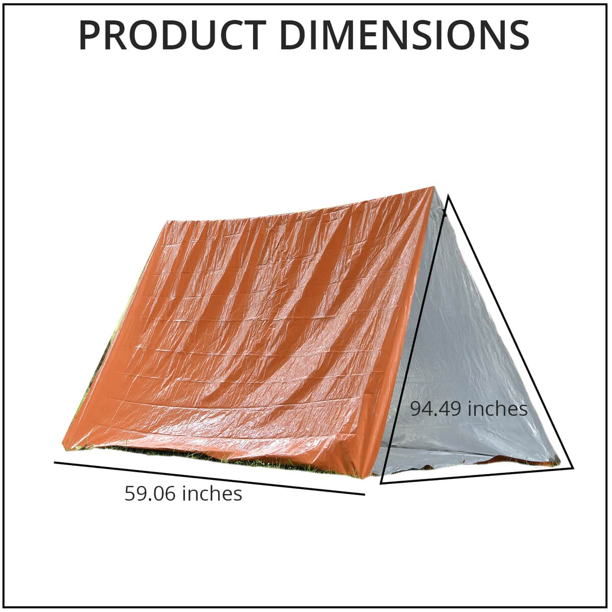Orange Emergency Tent with a Drawstring Storage Bag and Whistle image number 3