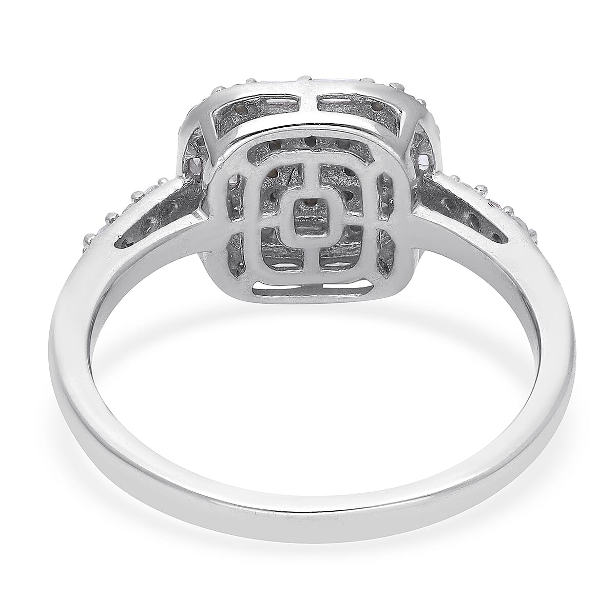 Natural Diamond Cocktail Ring in Platinum Over Sterling Silver (Size 10.0) 0.50 ctw