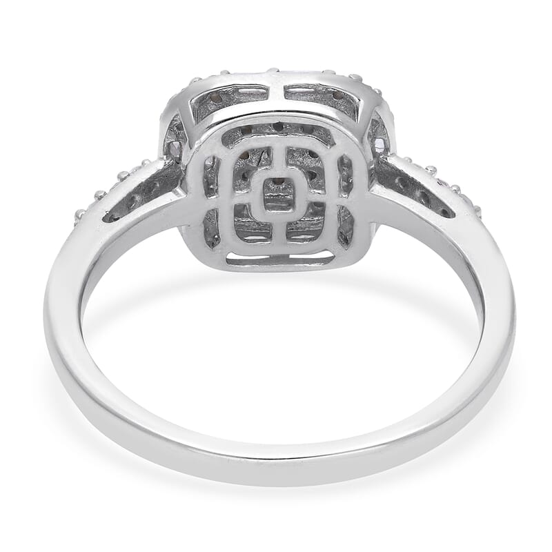 Natural Diamond Cocktail Ring in Platinum Over Sterling Silver (Size 10.0) 0.50 ctw