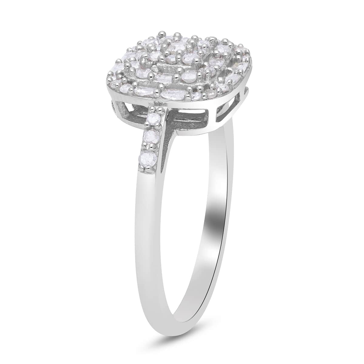 Natural Diamond Cocktail Ring in Platinum Over Sterling Silver (Size 6.0) 0.50 ctw image number 3