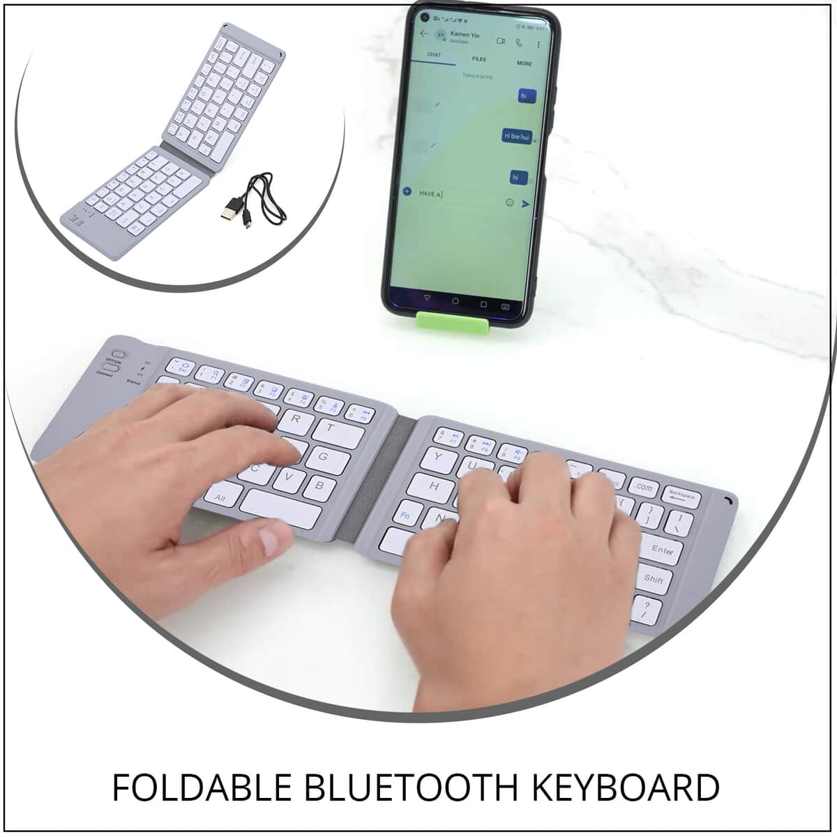 White Foldable Bluetooth Standard-size Keyboard image number 1