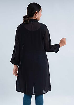Tamsy Black Long Shirt Top - L