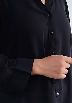 Tamsy Black Long Shirt Top - L