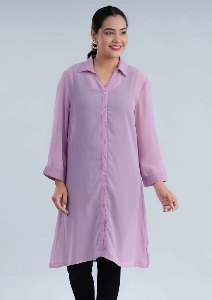 Tamsy Purple Long Shirt Top - L image number 0