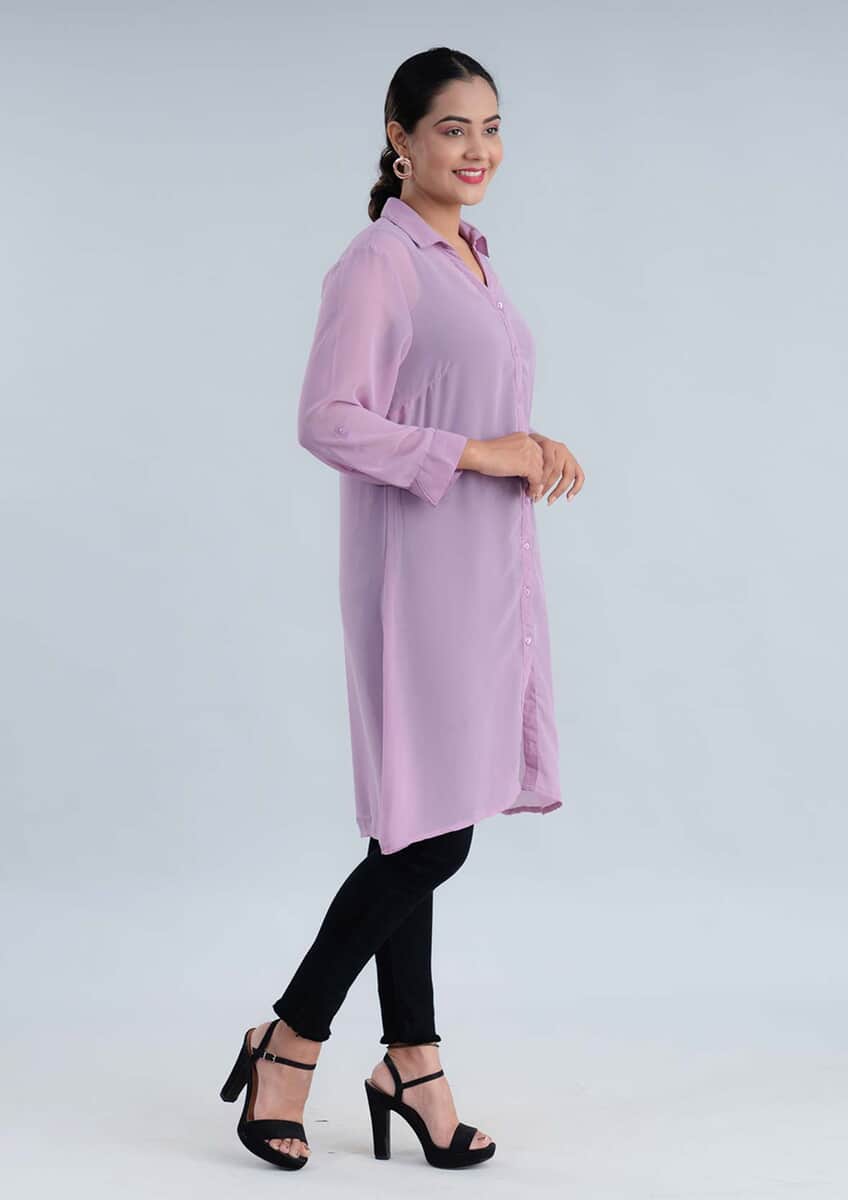Tamsy Purple Long Shirt Top - L image number 2