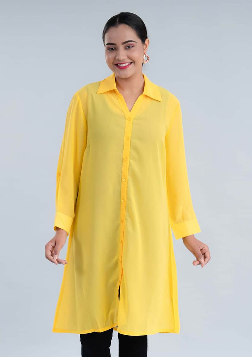 Tamsy Yellow Long Shirt Top - L image number 0