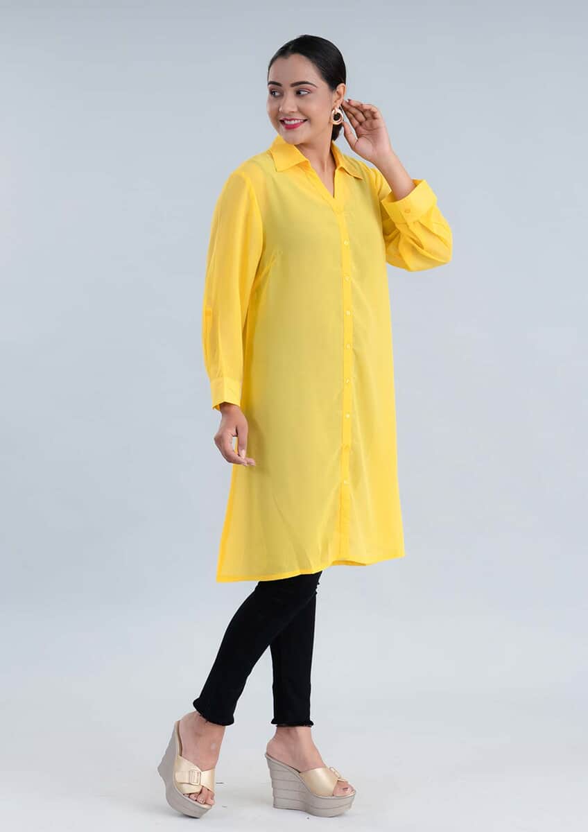 Tamsy Yellow Long Shirt Top - L image number 2