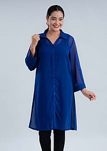 Tamsy Blue Long Shirt Top - M