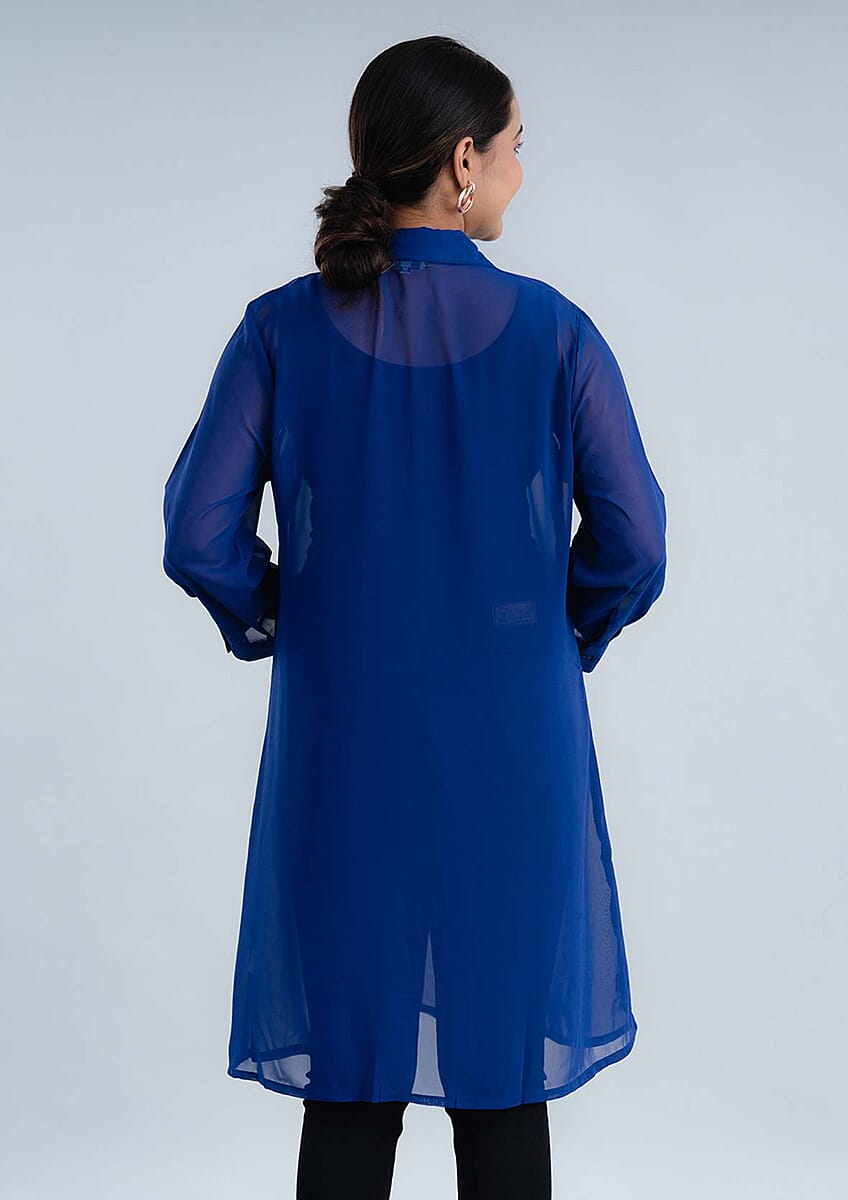 Tamsy Blue Long Shirt Top - M image number 1