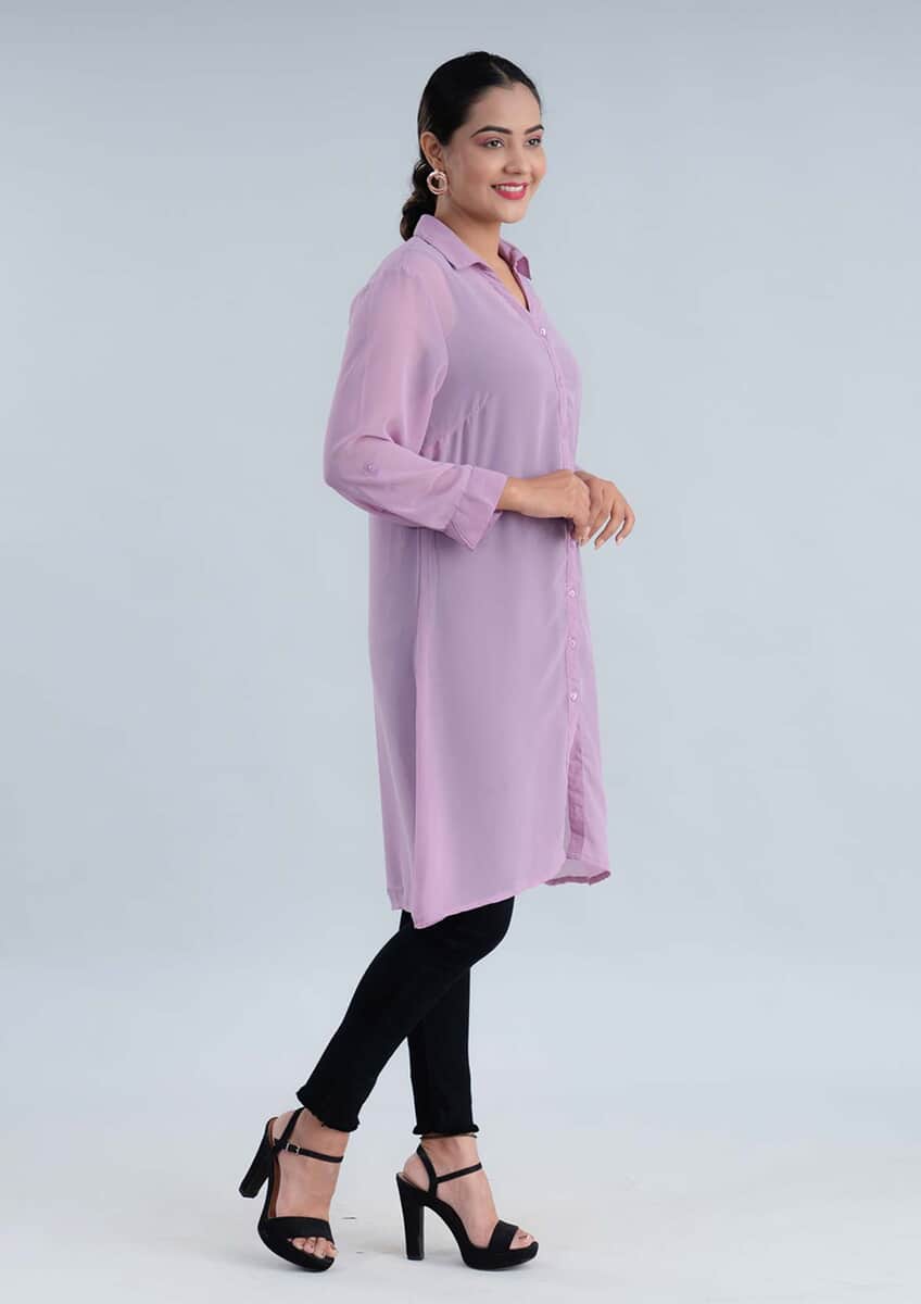 Tamsy Purple Long Shirt Top - M image number 2