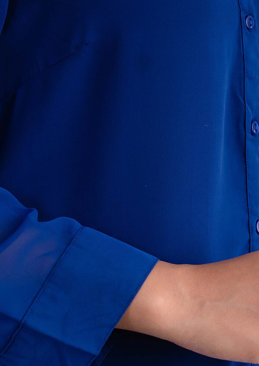 Tamsy Blue Long Shirt Top - XL image number 3