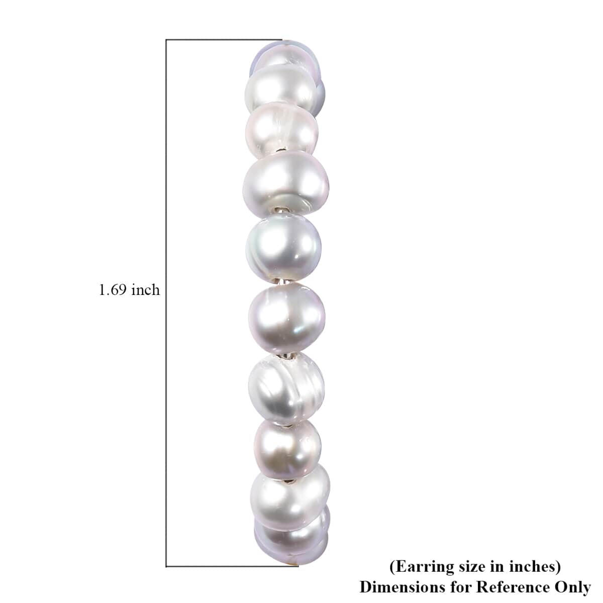 Silver Grey Freshwater Pearl Half Hoop Earrings in Stainless Steel image number 4