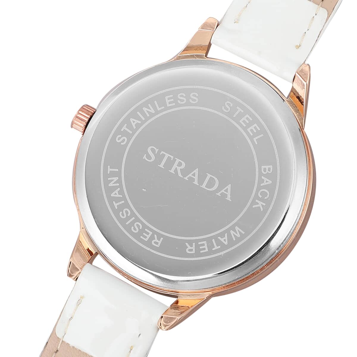 STRADA 10th ANNIVERSARY SPECIAL Austrian Crystal Japanese Movement Watch with Black Faux Leather Band image number 5