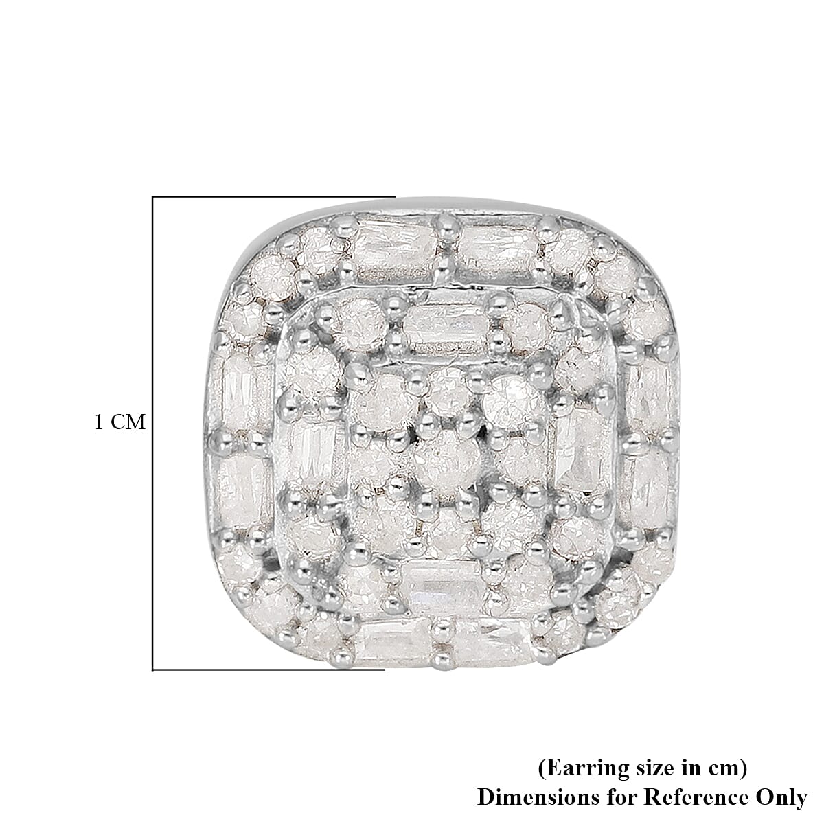 Natural Diamond Stud Earrings in Platinum Over Sterling Silver 0.50 ctw image number 4