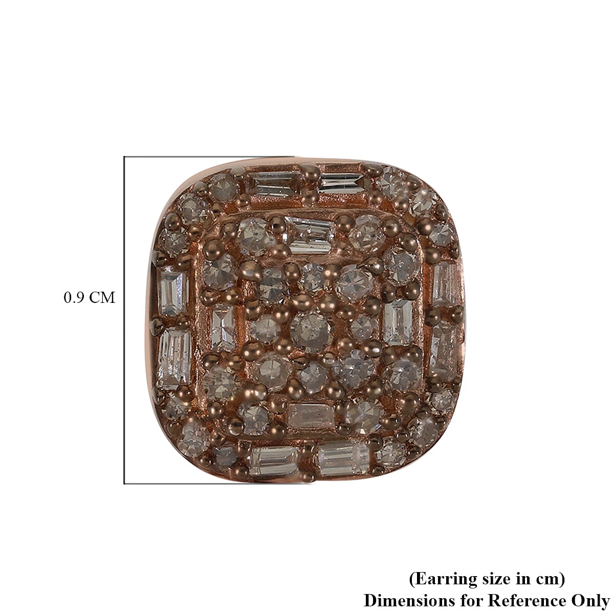 Natural Champagne Diamond Stud Earrings in Rhodium and Vermeil Rose Gold Over Sterling Silver 0.50 ctw