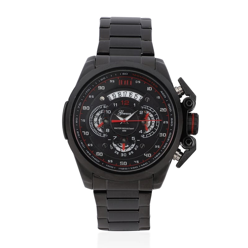 Genoa Multifunction Quartz Movement Watch with Stainless Steel Strap and Back