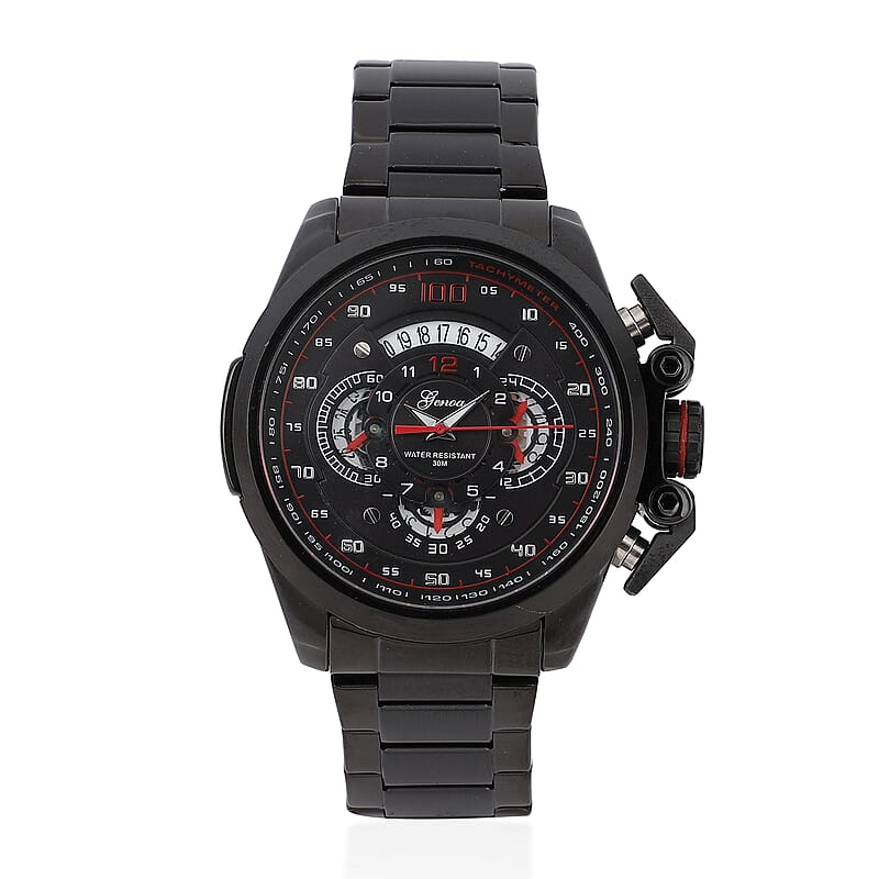 Genoa Multifunction Quartz Movement Watch with Stainless Steel Strap and Back