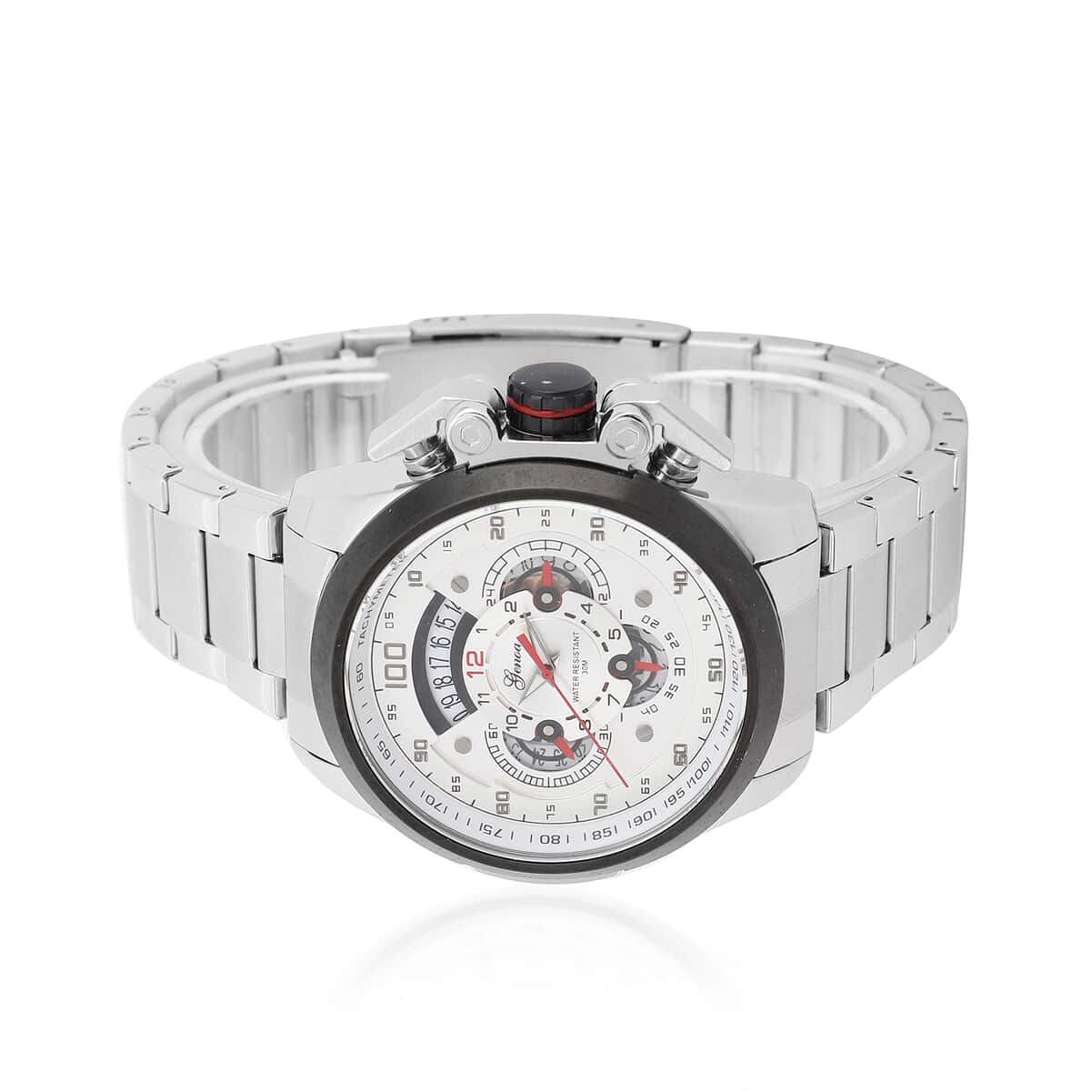 Genoa Multifunction Quartz Movement Watch with Stainless Steel Strap and Back image number 4