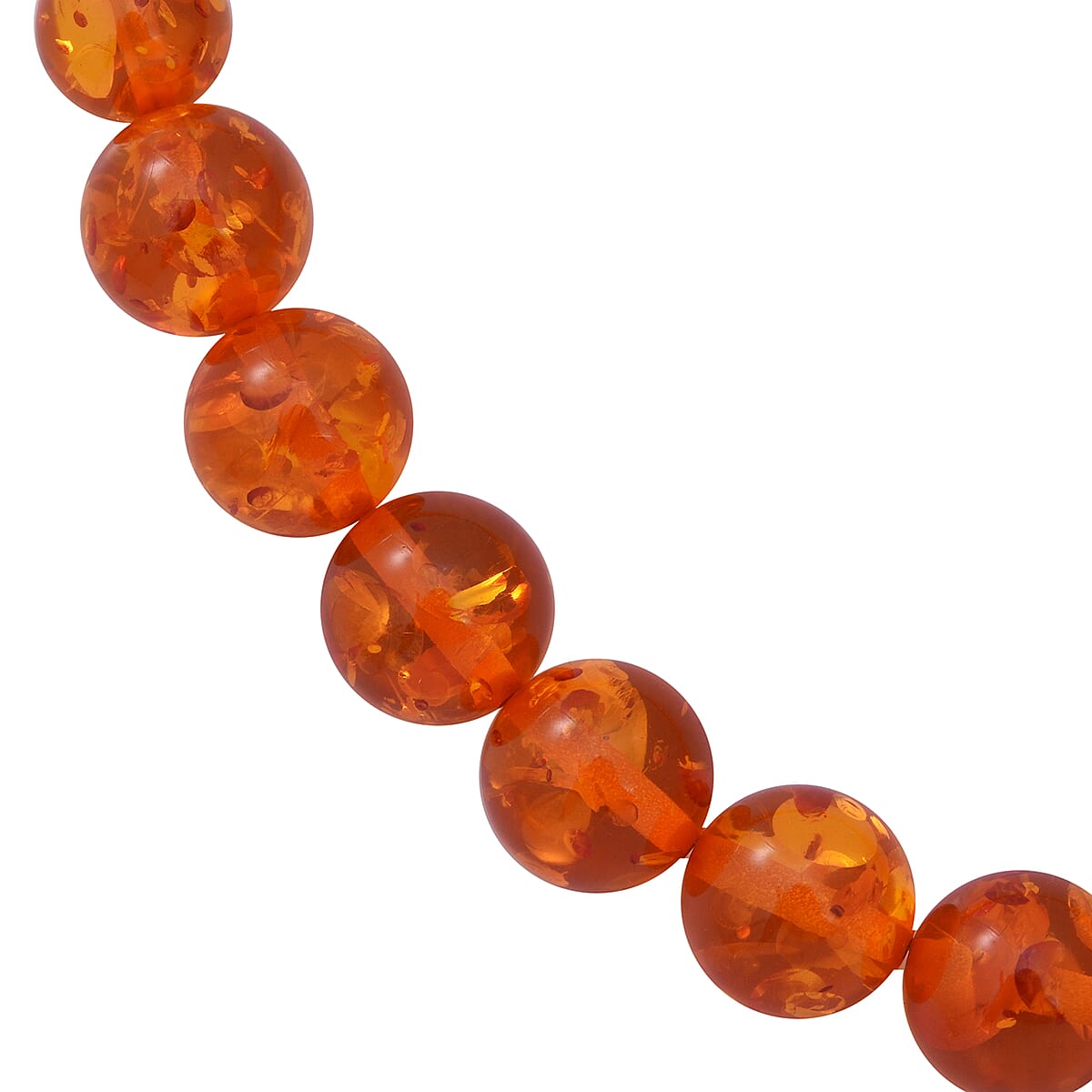 Natural Certified Baltic Amber Beads Necklace 18 Inches in Rhodium Plated Sterling Silver 150.00 ctw image number 2