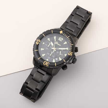 GENOA Multi-Functional Quartz Movement Watch with Black Dial & ION Plated Black Stainless Steel Strap image number 1