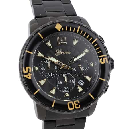 GENOA Multi-Functional Quartz Movement Watch with Black Dial & ION Plated Black Stainless Steel Strap image number 3