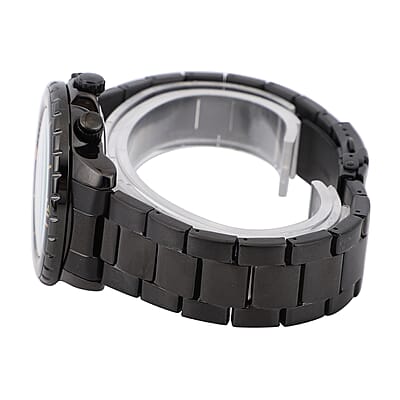 Genoa Multi-Functional Quartz Movement Watch with Black Dial & ION Plated Black Stainless Steel Strap (46 mm)