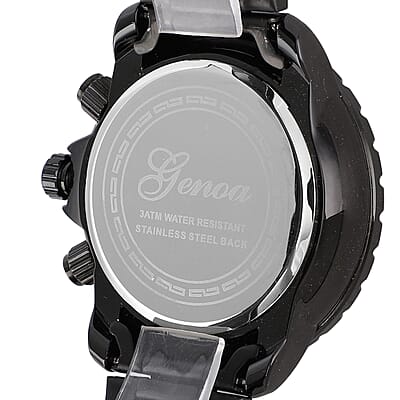 Genoa Multi-Functional Quartz Movement Watch with Black Dial & ION Plated Black Stainless Steel Strap (46 mm)