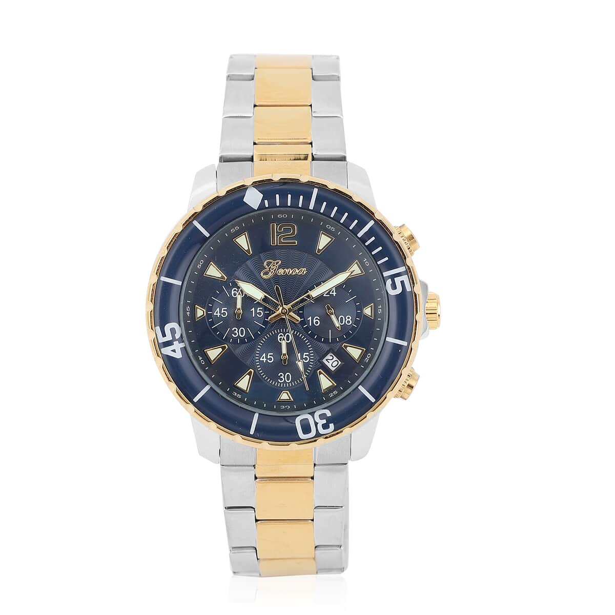 Genoa Multi-Functional Quartz Movement Watch with Blue Dial & Stainless Steel Strap (46 mm) image number 0