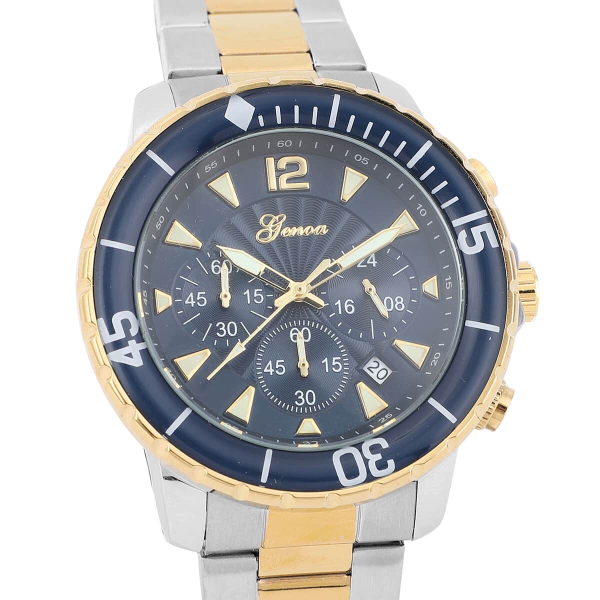 Genoa Multi-Functional Quartz Movement Watch with Blue Dial & Stainless Steel Strap (46 mm) image number 3