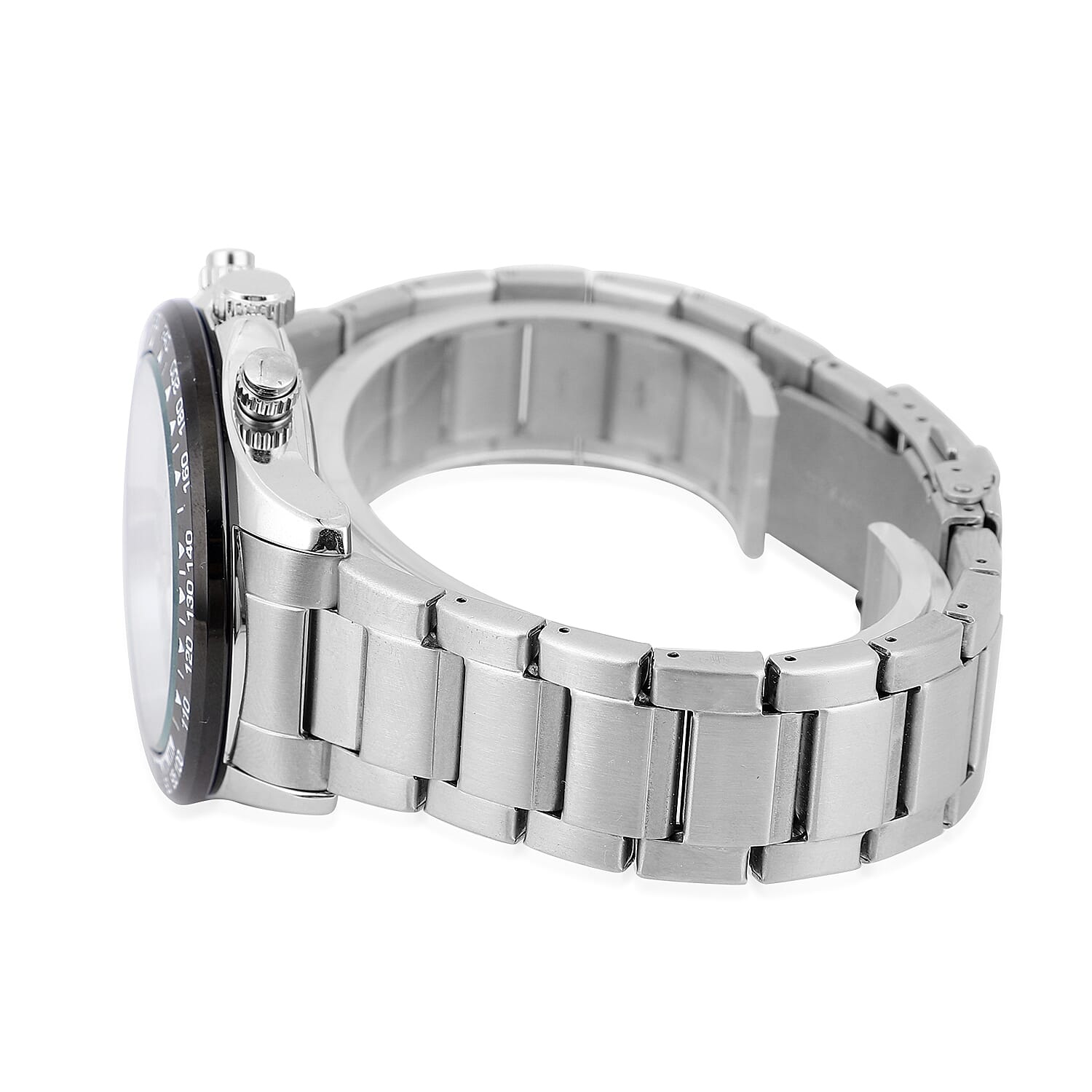 Genoa Multi-Functional Quartz Movement Watch with White Dial & Stainless Steel Strap (44 mm)