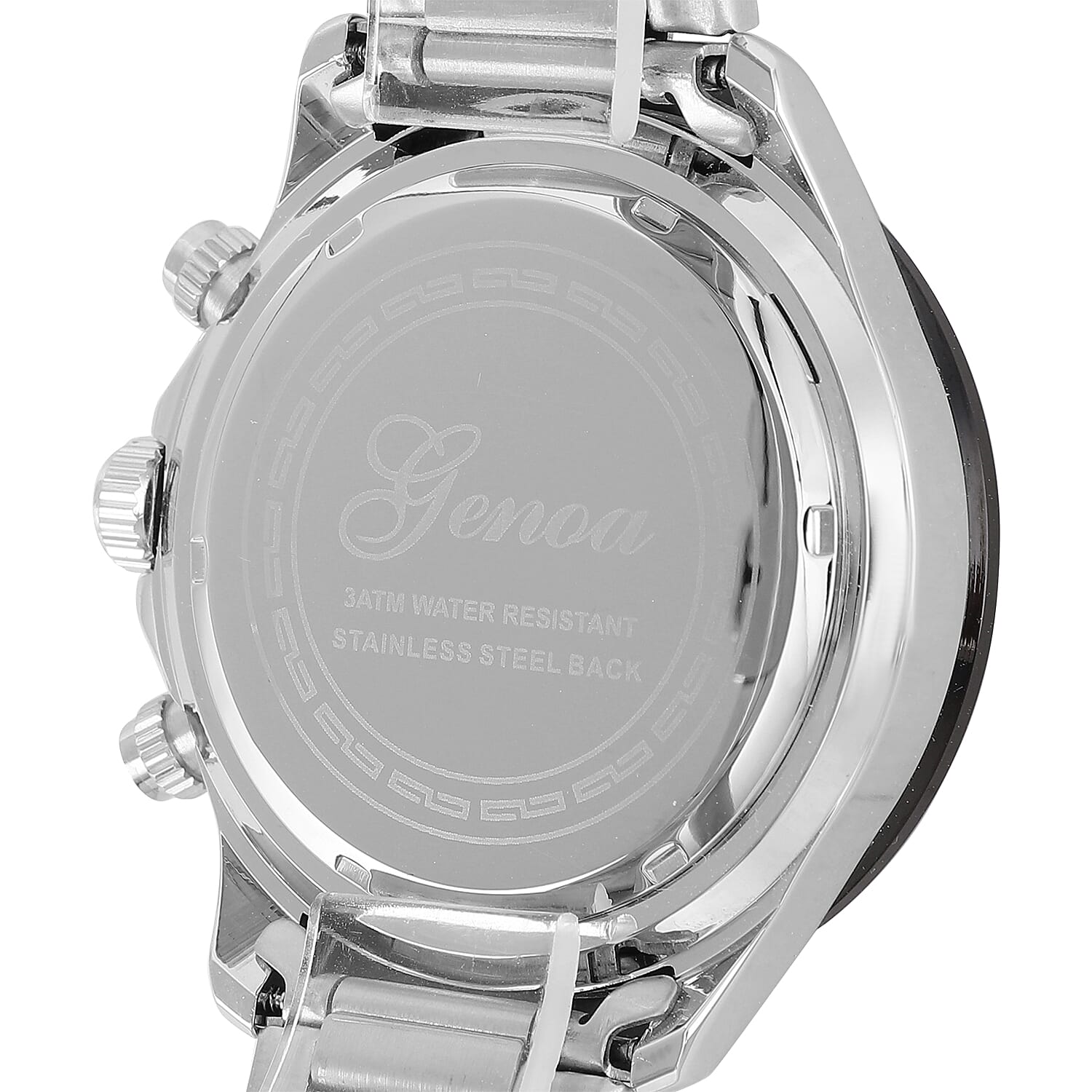 Genoa Multi-Functional Quartz Movement Watch with White Dial & Stainless Steel Strap (44 mm)