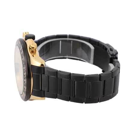 Genoa Multi-Functional Quartz Movement Watch with Golden Dial & ION Plated Black Stainless Steel Strap (44 mm) image number 4