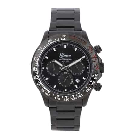 Genoa Multi-Functional Quartz Movement Watch with Black Dial & ION Plated Black Stainless Steel Strap (46 mm) image number 0