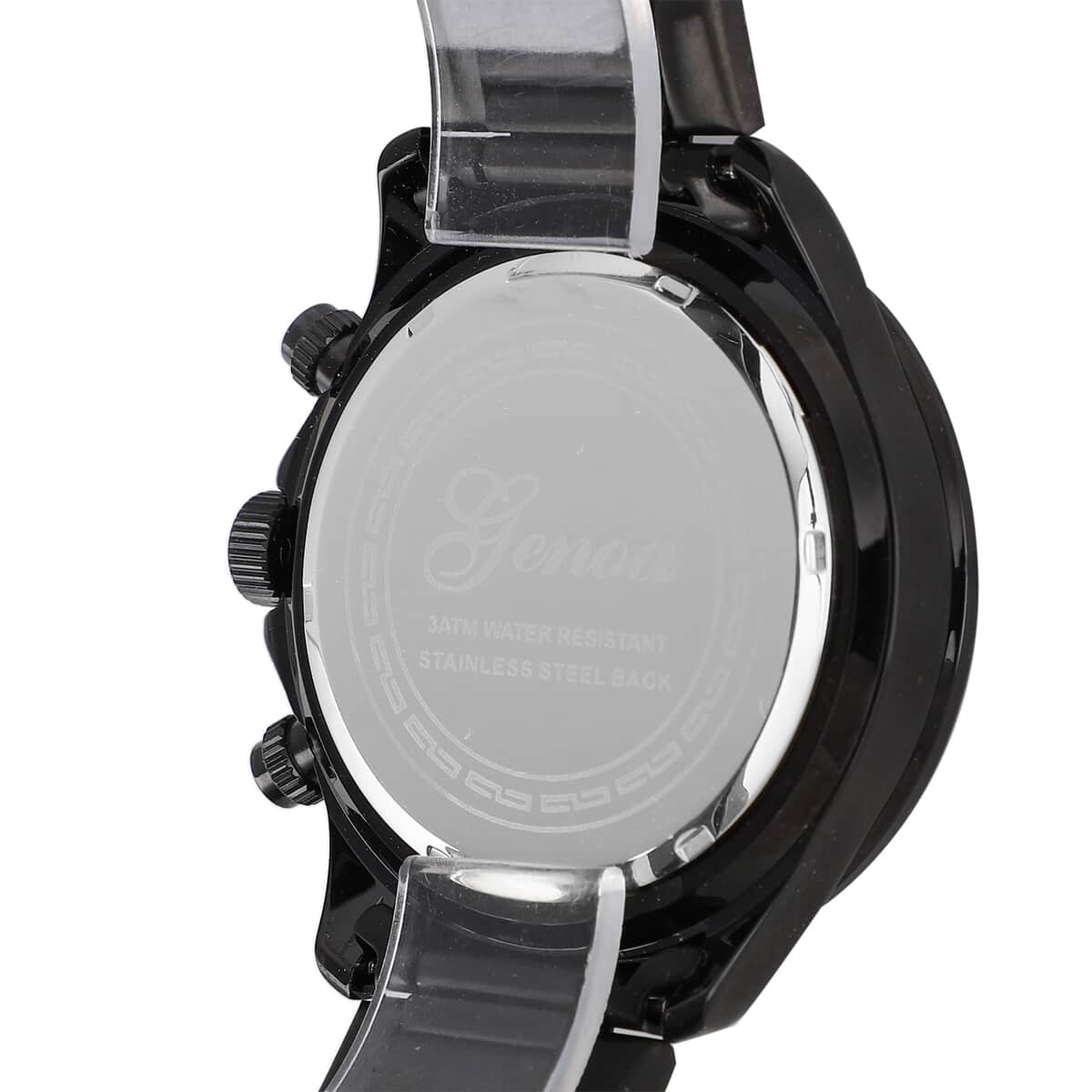 Genoa Multi-Functional Quartz Movement Watch with Black Dial & ION Plated Black Stainless Steel Strap (46 mm) image number 5