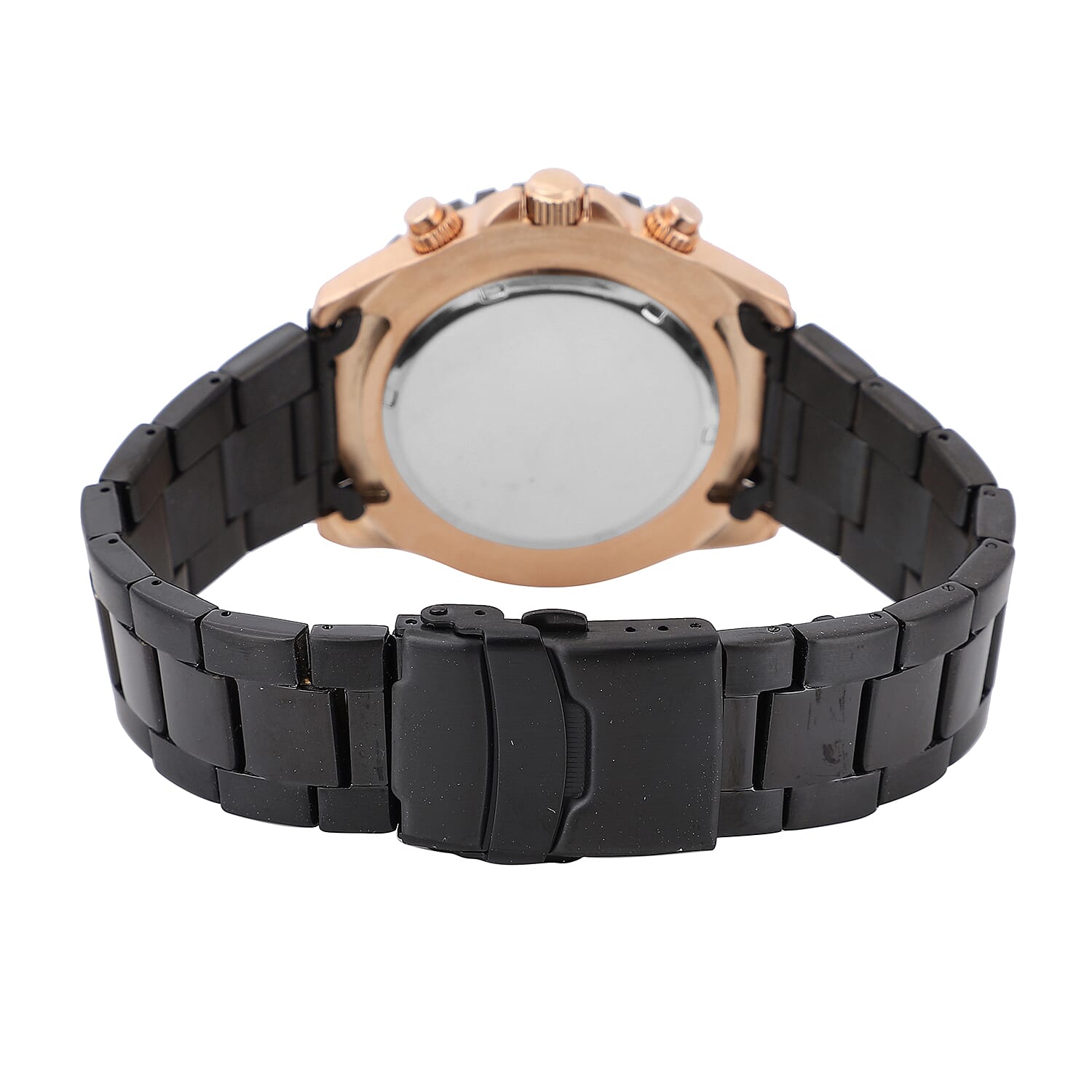 Genoa Multi-functional Quartz Movement Watch with Black Dial & Stainless Steel Strap (46 mm)