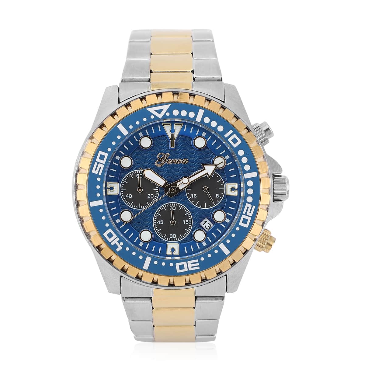 Genoa Multi-functional Quartz Movement Watch with Blue Dial & Stainless Steel Strap (46 mm) image number 0