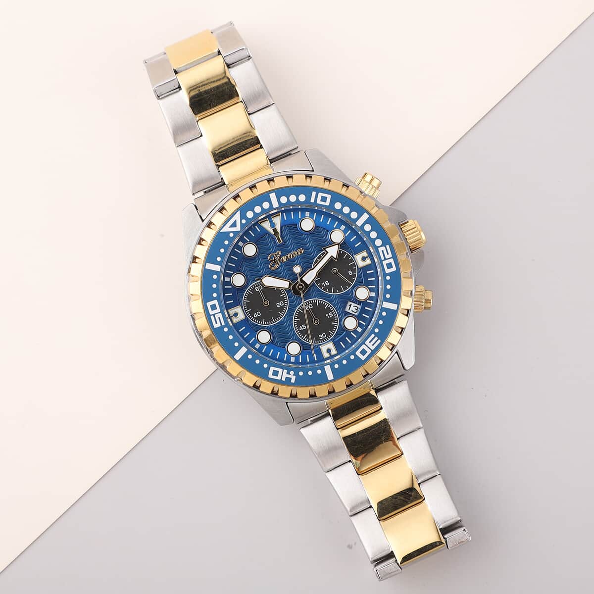 Genoa Multi-functional Quartz Movement Watch with Blue Dial & Stainless Steel Strap (46 mm) image number 1