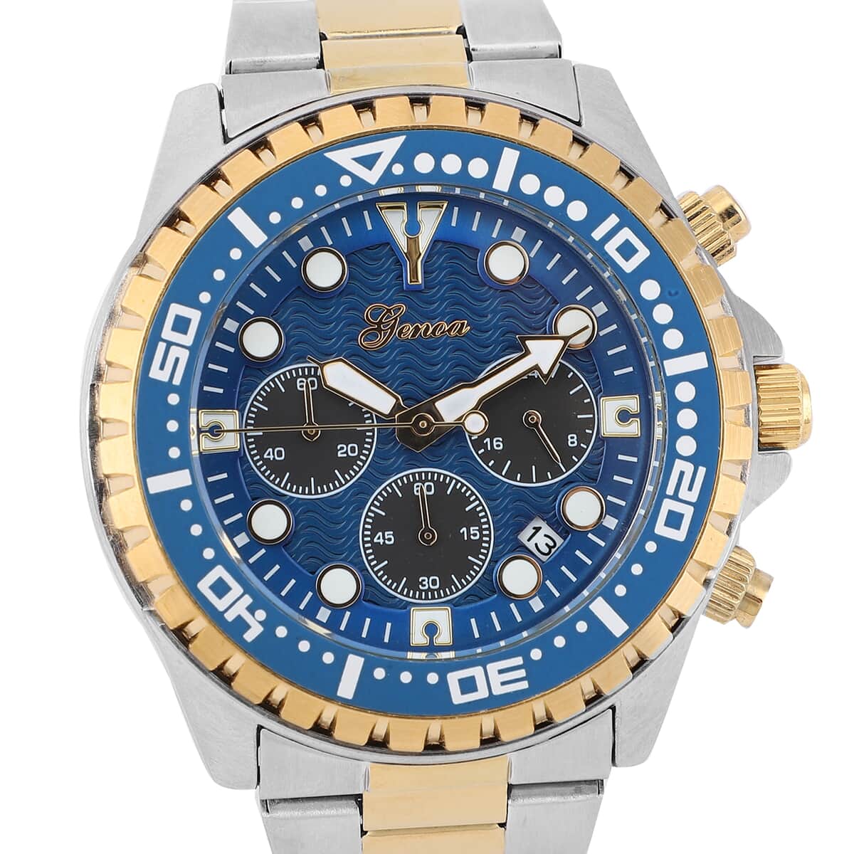 Genoa Multi-functional Quartz Movement Watch with Blue Dial & Stainless Steel Strap (46 mm) image number 3