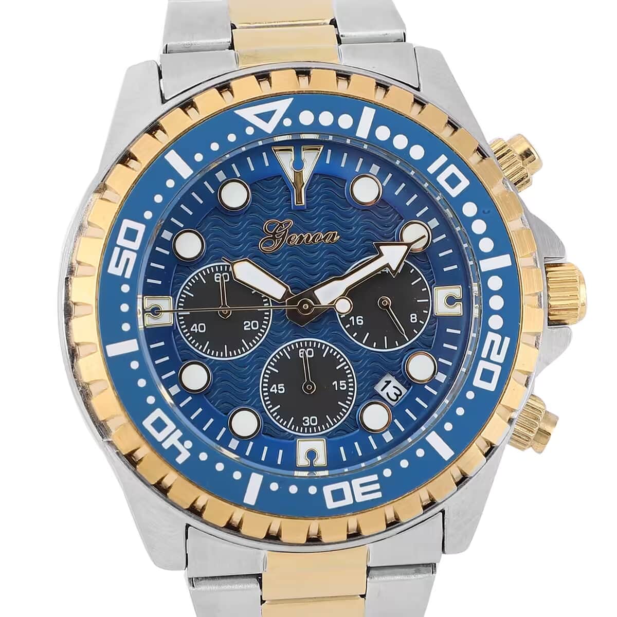 Genoa Multi-functional Quartz Movement Watch with Blue Dial & Stainless Steel Strap (46 mm) image number 9