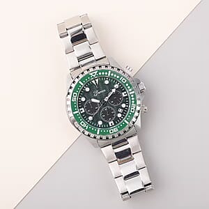 Genoa Multi-functional Quartz Movement Watch with Green Dial & Stainless Steel Strap (46 mm)