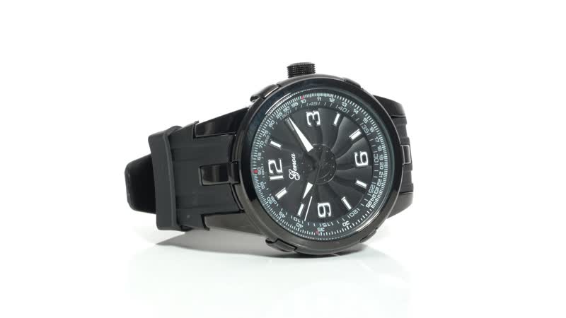 GENOA Miyota Japanese Movement Watch with Black Silicone Band (47mm)