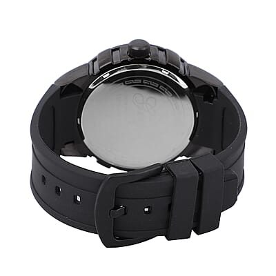 Genoa Miyota Japanese Movement Watch with Black Spinning Dial and Black Silicone Band (47mm)