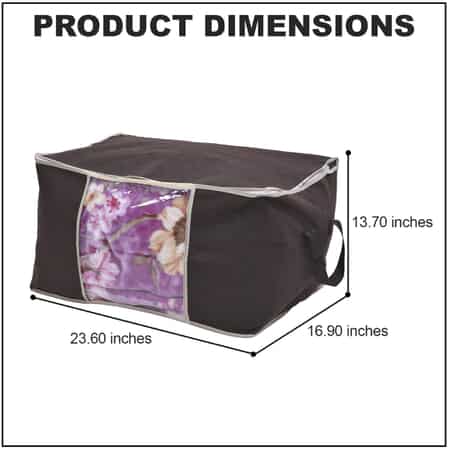Set of 2 Brown Non Woven Fabric Storage Bag with Clear Window image number 3