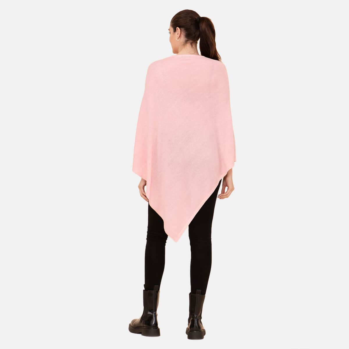 100% Cashmere Wool Designer LA MAREY Dusty Rose Poncho - One Size Fits Most image number 1