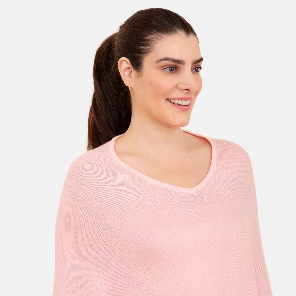 100% Cashmere Wool Designer LA MAREY Dusty Rose Poncho - One Size Fits Most image number 4