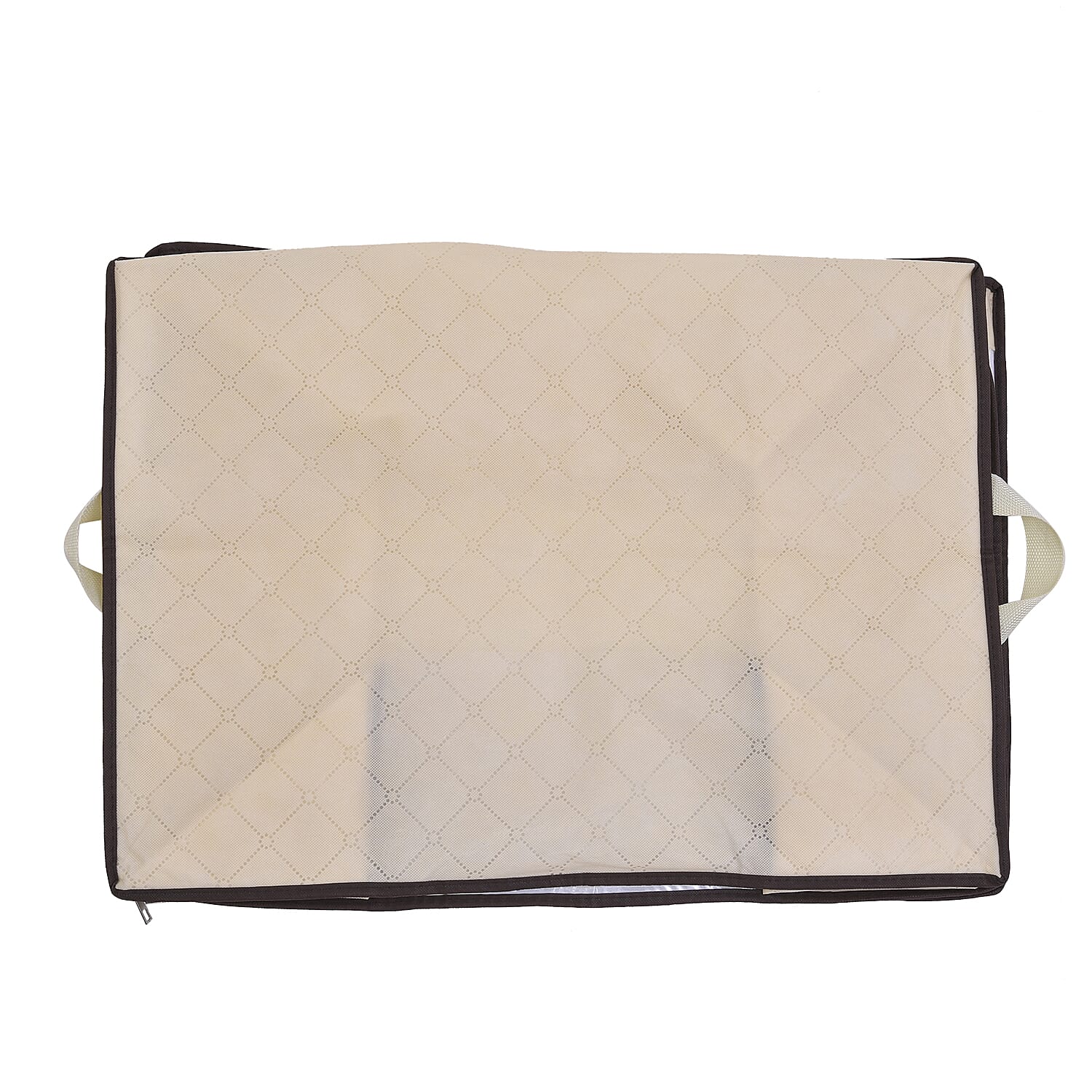 Set of 2 Beige Non Woven Fabric Storage Bag with Clear Window
