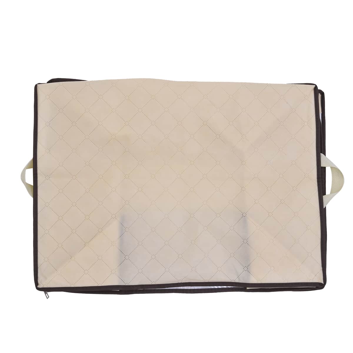Set of 2 Beige Non Woven Fabric Storage Bag with Clear Window (23.6"x16.9"x13.7") image number 5