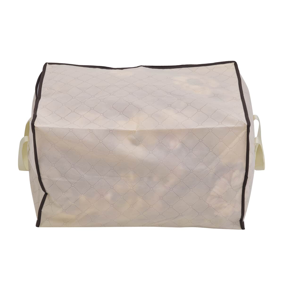 Set of 2 Beige Non Woven Fabric Storage Bag with Clear Window (23.6"x16.9"x13.7") image number 6