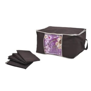 Set of 5 Brown Non Woven Fabric Storage Bag with Clear Window
