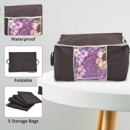 Buy Doorbuster Set of 5 Beige Non Woven Fabric Storage Bag with